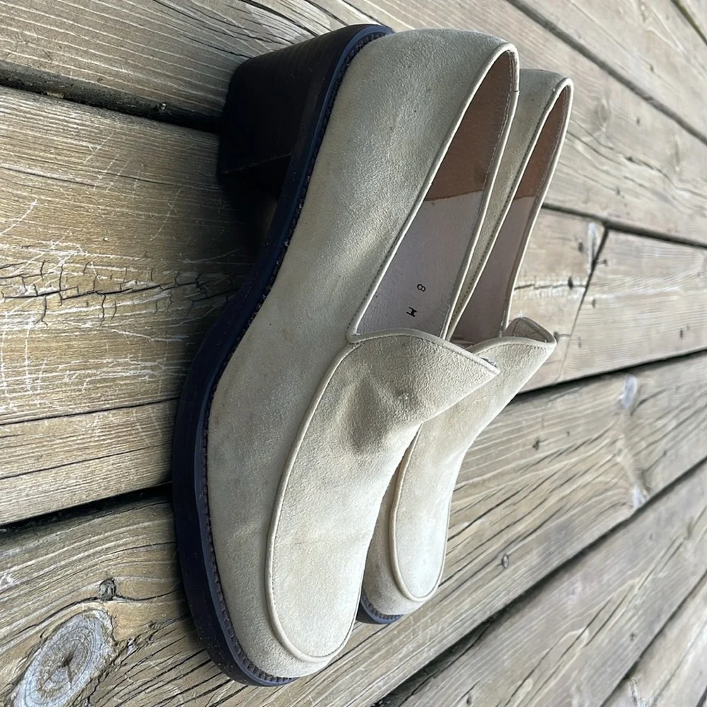 Enzo Angiolini SUEDE Cream Slip-On heels, size 8M - Picture 10 of 10